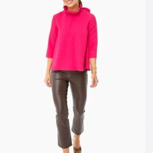 Tuckernuck Pomander Place Faye Blouse Fuchsia Crepe Ruffle Neck Bow Top Sz XS